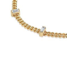 Bring timeless French elegance to your wrist with our baguette stone chain bracelet. This 18K gold vermeil bracelet is a classic piece perfect for any look. Available in size 6 3/4. Gold Bracelets With Baguette Diamonds For Everyday, Everyday Gold Bracelets With Baguette Diamonds, Modern Gold Baguette Bracelet, Classic French Style, French Elegance, Baguette Cut, French Style, Gold Vermeil, Chain Bracelet