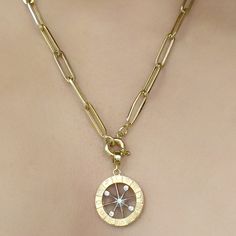 "14K Solid Gold Compass Pendant, 14 Paperclip Chain Pendant Necklace Gold Compass solid gold Coin ,compass jewelry, 14K solid gold necklace 💎 PRODUCT DETAILS Made to order Necklace: Solid 14K Gold Choice of Gold: Rose Gold, Yellow Gold, White Gold Width Size of the link: 5.5mm- 6.0mm Length of each link: 17mm-18mm Avg. Weight of chain:9- 12.00 grams Color: 14k Shiny Solid Gold Length : 14 inches - 20 inches pendant weight: 5.00-5.50 grams ❗ CUSTOMIZATION Our 14k solid gold paperclip chain comes Gold Link Locket Jewelry, Gold Compass Design Medallion Pendant Necklace, Gold Medallion Necklace With Compass Pendant, Gold Medallion Jewelry With Compass Design, Celestial Yellow Gold Jewelry With Compass Design, Yellow Gold Compass Design Charm Necklace, Yellow Gold Charm Necklace With Compass Design, Gold Charm Necklace With Compass Design, Gold Compass Design Charm Necklace