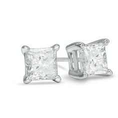 2+CT.+T.W.+Princess-Cut+Diamond+Solitaire+Stud+Earrings+in+14K+White+Gold+(I-J/I3) Real Diamond Earrings, Pinterest Jewelry, Diamond Solitaire Earrings, Solitaire Earrings, Peoples Jewellers, Solitaire Studs, Diamond Stud Earrings, Shiny Things, Diamond Stud