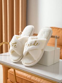 Women Letter Embroidered Fuzzy Bedroom Slippers, Fashion Indoor Home Slippers White Fashionable    Letter Bedroom Slippers   Women Shoes, size features are:Bust: ,Length: ,Sleeve Length: Environmental Photography, Clear Gift Bags, White Slippers, Slippers Online, Bedroom Slippers, Home Slippers, Pouch Organizer, Casual Sport Shoes, House Slippers