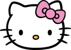 a hello kitty sticker with a pink bow on it's head and eyes