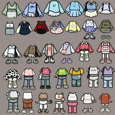 an image of children's clothes and shoes for dolls or dollhouses illustration