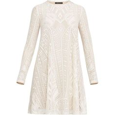 Our must-have long-sleeve dress in geometric lace falls for a semi-relaxed fit and has some stretch for all-day ease. Its semi-sheer effect is pared down with its jersey lining through the body.PulloverGeometric patchwork laceFabric: 95% nylon, 5% spandex lace; lining: 92% polyester, 8% spandex jerseyWashable, dry clean recommendedMid-weight, stretch fabricKnee-length hemlineTrue to fitModel is approximately 5'9” Long Sleeve Beige Lace Dress With Patchwork, Beige Long Sleeve Lace Dress With Patchwork, Long Sleeve Scalloped Lace Dress, Beige Long Sleeve Dress With Sheer Sleeves, Chic Beige Long Sleeve Lace Dress, Chic Long Sleeve Mini Dress With Scalloped Lace, White Long Sleeve Sheer Lace Dress, Chic Long Sleeve Lace Dress For Fall, Beige Lace Long Sleeve Mini Dress