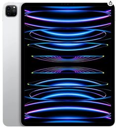 the back side of an iphone with blue and purple lights on it, against a black background