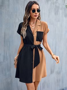 Shirt Dress Pattern, Gaun Fashion, روتين العناية بالبشرة, Elegante Casual, Classy Dress Outfits, Classy Casual Outfits, Elegant Shirt, Dress For Short Women