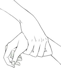 two hands holding each other with one hand reaching for the other, in black and white