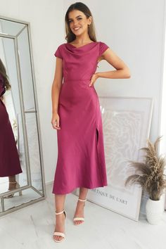 Formal Midi Dress Classy, Modest Cocktail Dress, Wedding Guest Dresses Uk, Highlights Cap, Oh Hello Clothing, Modest Midi Dress, Formal Wedding Guest Dress, Pink Midi Dress, Wedding Guest Dress Summer