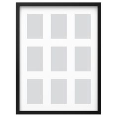 a black and white photo frame with squares on the bottom, in front of a white background