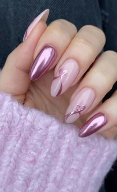 Pink Nail Art Designs, Pink Chrome Nails, Chrome Nail Art, Chrome Nails Designs, Pink Nail Art, Metallic Nails, Nail Designs Spring, Valentine's Day Nails, Valentines Nails