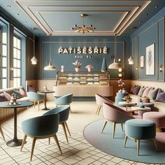 Creperie Design Ideas, Chic Cafe Interior, Aesthetic Coffee Shops, Luxury Cafe, Bakery Shop Interior, Bistro Interior, Cafeteria Design, Modern Coffee Shop, Bakery Shop Design