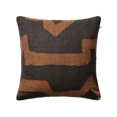 Sikkim Cushion Cover - THAT COOL LIVING Three Color Combinations, Nordic Minimalism, Brown Pillows, Black Cushions, Elephant Nursery, Embroidered Cushions, Dark Tan, Linen Cushion, Front Design