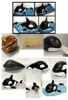 several images of different types of orca killers in various stages of being made