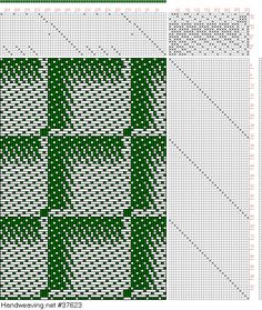 an image of a cross stitch pattern with green and white squares on the bottom, one is