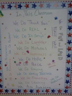 this is a classroom sign with writing on it