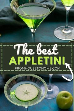 the best appletin cocktail recipe is in two martini glasses