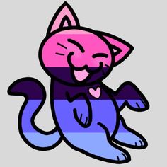 a drawing of a cat sitting on top of a purple and blue strip