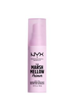 It's the marshmellow effect! This 10-in-1 smoothing super primer is infused with smoothing marshmallow root extract, for 10 outstanding makeup extending benefits. With a soft whipped texture, this primer dries down totally transparent, to work on all skin tones.  10 makeup-extending benefits: This primer smoothes, softens, extends makeup wear for 16hrs, hydrates, soothes, evens tone, minimizes texture, blurs lines, adds a soft focus finish AND keeps makeup fresh. Apply a pea-sized amount to clean face with fingers or brush before applying foundation Althea Officinalis, Too Faced Primer, Marshmallow Root, Blending Sponge, How To Apply Foundation, Skin Benefits, Face Primer, Hair Fragrance, Nyx Professional Makeup