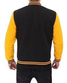 Black and Yellow Varsity Jacket | Baseball Style Jacket
Elevate your style with the Men's Black and Yellow Letterman Jacket. Combining classic design and sporty appeal, this jacket is a versatile choice for any wardrobe. Whether you're cheering for your team or expressing your unique fashion sense, the black and yellow color scheme adds a vibrant touch. With a comfortable fit and authentic detailing, this jacket is an iconic addition to your collection. Embrace classic and sporty vibes with the Classic Sport Coat For Fall Sports, Classic Sport Coat For Fall, Classic Long Sleeve Outerwear For Sports Events, Classic Long-sleeve Outerwear For Sports Events, Classic Winter Outerwear For Sports Events, Yellow Letterman Jacket, Yellow Varsity Jacket, Black Letterman Jacket, School Jacket