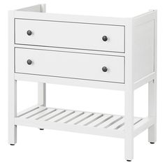 a white baby changing table with two drawers on the bottom and one drawer at the top