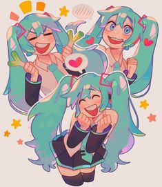 Miku Hatsune Vocaloid, 얼굴 드로잉, Vocaloid Characters, Tutankhamun, Cute Art Styles, Kawaii Art, Manga Drawing, Art Reference Photos