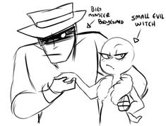 a drawing of a man holding a small child in his arms, with the caption saying