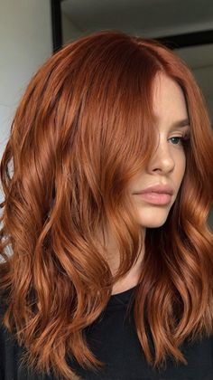 red hair color ideas Blonde Red Hair, Shoulder Length Waves, Red Bob