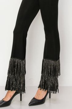 ~ Flare Bottoms with Fringe~ Stretchy Material Fabric: 92% POLY, 8% SPANLabel: Vocal Beaded Fringe Pants, Tassel Long Pants, Plus Size Tassel Pants, Cheap Spring Bottoms With Fringe, Fringe Pants Coachella, Cheap Fringe Bottoms For Fall, Vintage Side Tassel Pants, Crystal Fringe Pants, Fringe Dance Costume Pants