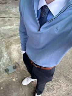 Blue Polo Outfit Men, Polo Outfit Men, Uni Aesthetic, Ralph Lauren Aesthetic, Man Aesthetic, Sweater Outfits Men, Old Money Outfit, Smart Casual Menswear