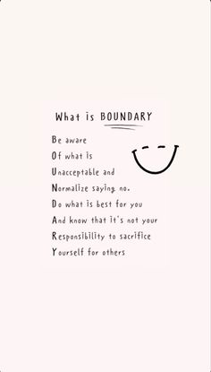 a white square with the words, what is boundary? and an image of a smiling face