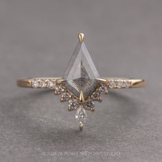 Whimsical Rings, Whimsical Ring, Kite Ring, Kite Diamond, Timeless Engagement Ring, Rose Gold Diamond Ring Engagement, Ring Inspo, Engagement Ring Shapes, Unique Diamond Rings