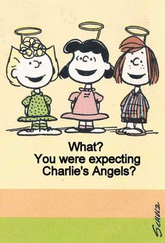 an advertisement for charlie's angels featuring three children with angel halos on their heads