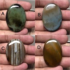 three different types of stones in the palm