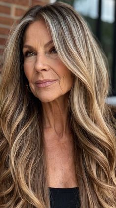 Sleek Long Hairstyles for Women Over 60 Long Hair For Women Over 50, Sleek Long Hairstyles, Over 60 Long Hairstyles, Highlights Brown Hair Balayage, Long Hair Older Women, Long Sleek Hair, Long Braided Hairstyles, Long Hairstyles For Women, Long Hair Highlights