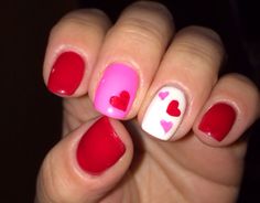 Valentine Nails Hot Pink, Pink Red White Nails Valentines Day, Pink Red White Nails, Kids Valentine Nails, Pink Red And White Nails Valentines Day, Valentine Nails Pink And Red, Red Pink White Nails, Valentine Gel Nail Designs, Red And Hot Pink Nails