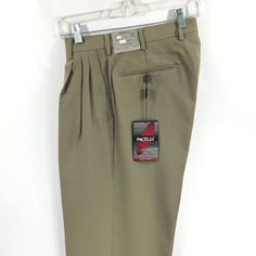 Men's Khaki Dress Pants 2-Pleat Front Cuffed Hem 100% Polyester Pacelli Style Pierce 810033 Sizes: 30" Waist X 32" Inseam Or 34" Waist X 34" Inseam Black Slim Fit Pants, Slim Suit Pants, Teal Green Dress, Slim Dress Pants, Linen Dress Pants, Khaki Dress Pants, Slim Fit Dress Pants, Khaki Trousers, Slim Suit