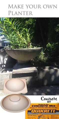 a concrete bowl sitting on top of a cement planter