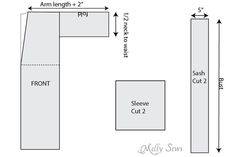 the sewing pattern is shown with measurements