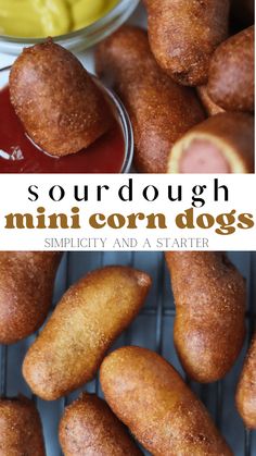 Homemade Sourdough Mini Corn Dogs Recipe (Discard) - Simplicity and a Starter Honey Sourdough, Corn Dogs Recipe, Sourdough English Muffin Recipe, Homemade Corndogs, Fried Cheese Curds, Recipe Using Sourdough Starter, Corndog Recipe, Mini Corn Dogs, English Muffin Recipes