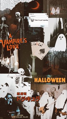 a collage of halloween images with ghostes and skeletons