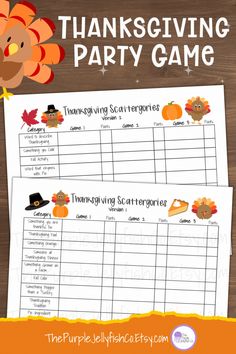 thanksgiving party game with turkey and pumpkins