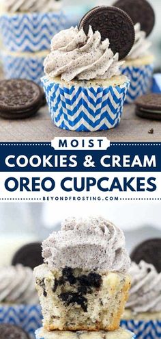 Cookies and Cream Oreo Cupcakes, cupcakes, easy oreo dessert ideas Oreo Cookie Cupcakes, Oreo Cupcake Recipe, Cookies And Cream Cupcakes, Cupcakes Oreo, Homemade Cupcake Recipes, Cookie And Cream Cupcakes, Cupcake Recipes From Scratch