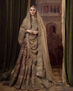 Royal Hazel Green Embroidered Pakistani Bridal Wear Lehenga Dress Pakistani Bridal Couture, Pakistani Bridal Dress, Dupatta Style, Walima Dress, Latest Bridal Lehenga, Bridal Dupatta, Desi Wedding Dresses, Hania Amir, Latest Bridal Dresses