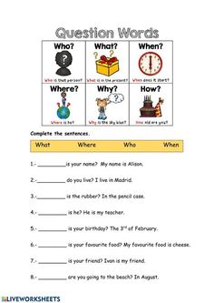 a worksheet with words and pictures on it