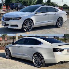 two pictures of the same car side by side, one is white and the other is silver