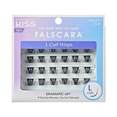 What's so unique about Falscara? Unlike traditional falsies, Falscara WISPS are tiny clusters of featherlight false lashes that go under your natural lashes, so the bands aren't visible. That's what makes them look so natural! Salon style lash extensions, minus the hassle & expense. Gentle formula, safe on natural lashes. WISPS come in Petite Volume, Extra Drama, Lengthening and Natural Wispy designs. WISPS also come in 10-WISP packs and in Falscara value priced Kits. Color: Black. Kiss Lashes, False Eyelash Extensions, Salon Style, Fake Eyelashes, Natural Lashes, Eyelash Extension, False Lashes, Black Style, Lash Extensions