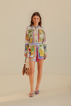 Off-White Flowers Beach Midi Dress – FARM Rio White Printed Relaxed Fit Bottoms, White Relaxed Fit Printed Bottoms, White Printed Short Bottoms, White Printed Summer Shorts, White Printed Shorts, White Printed Summer Bottoms, Summer White Printed Bottoms, Multicolor Summer Bottoms For Daywear, White Summer Bottoms For Resort Season