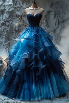 Dreamy Gowns, Purple Wedding Dress, Blue Ball Gowns, Style Royal, Cute Dress Outfits, Fashion Drawing Dresses, Blue Ball, Fashion Illustration Dresses