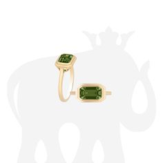 JR0367-MTHZRECGTY "Limited Edition" Green Tourmaline Horizontal Rectangular Shape Ring in 18K Yellow Gold Approx. Stone Wt: 3.36 Carats Gold Stone, Pendant Rings, Green Tourmaline, Ring Collections, Square Shape, Rock N Roll, Tourmaline, Limited Edition, Fine Jewelry