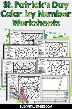 st patrick's day color by number worksheets