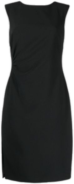 Knee-length Ruched Sleeveless Evening Dress, Ruched Sleeveless Knee-length Evening Dress, Ruched Sleeveless Knee-length Dress For Evening, Elegant Black Ruched Sleeveless Dress, Black Sleeveless Dress With Asymmetrical Neckline For Cocktail, Elegant Black Sleeveless Dress With Asymmetrical Neckline, Elegant Black Mini Dress With Ruched Bodice, Black Ruched Sleeveless Knee-length Dress, Chic Black Ruched Sleeveless Dress